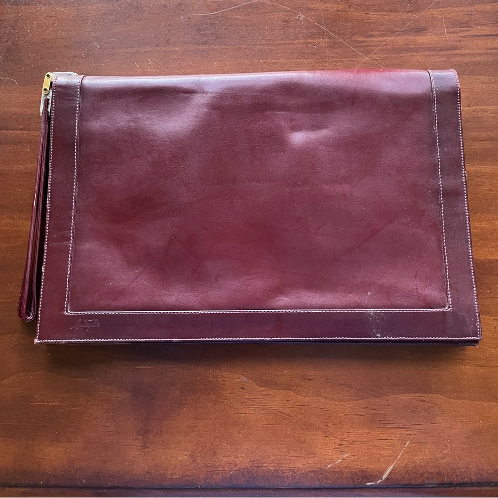 Vintage Lou Taylor Maroon Clutch with 360° Flip Mirror